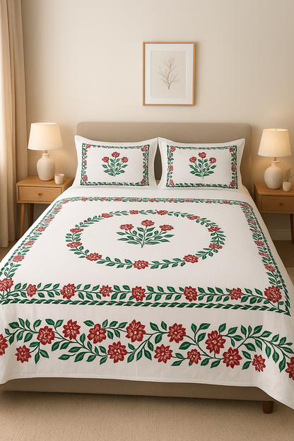 HAND PRINT  BEDSHEET& KUSHAN COVER
