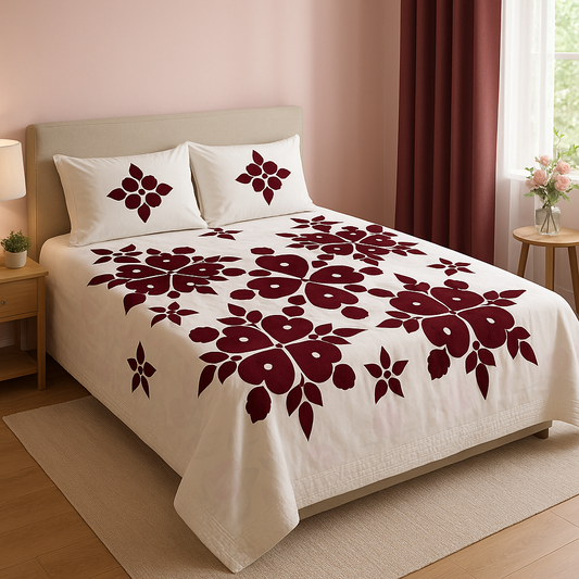 HAND PRINT BEDSHEET &  KUSHAN COVER M.ROON
