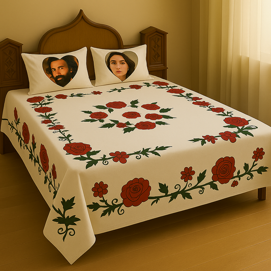 HAND PRINT BEDSHEET& KUSHAN COVER  R