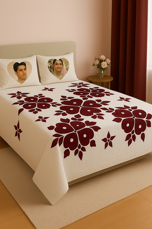 HAND PRINT BEDSHEET& KUSHAN COVER