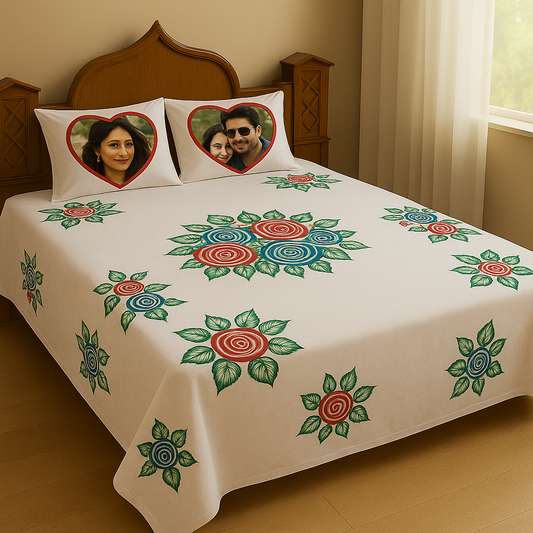 HAND PRINT BEDSHEET & KUSHAN