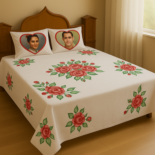 HAND PRINT BEDSHEET & KUSHAN COVER