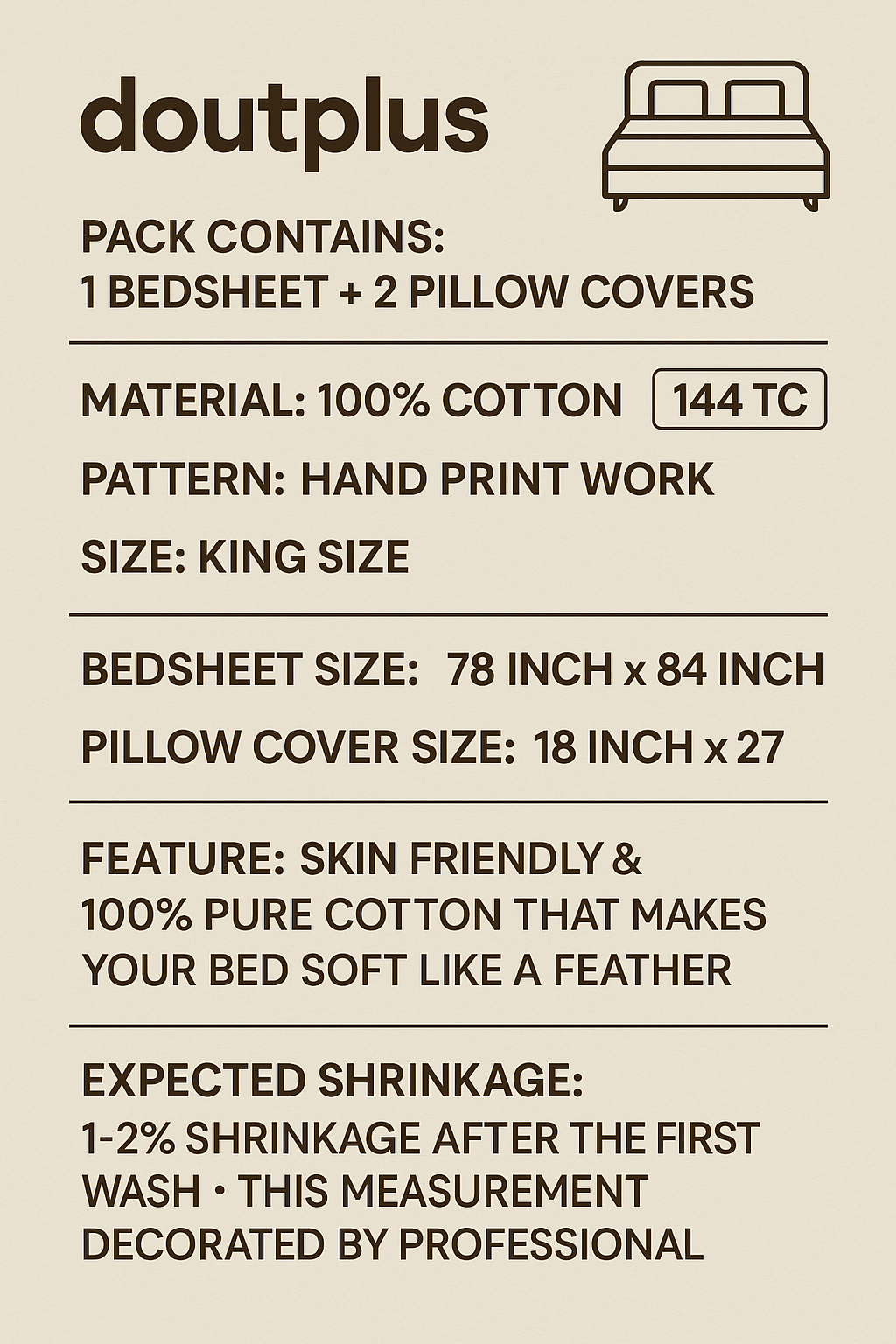 HAND PRINT BEDSHEET& KUSHAN COVER