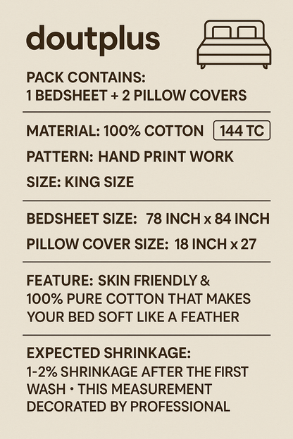 HAND PRINT BEDSHEET& KUSHAN COVER
