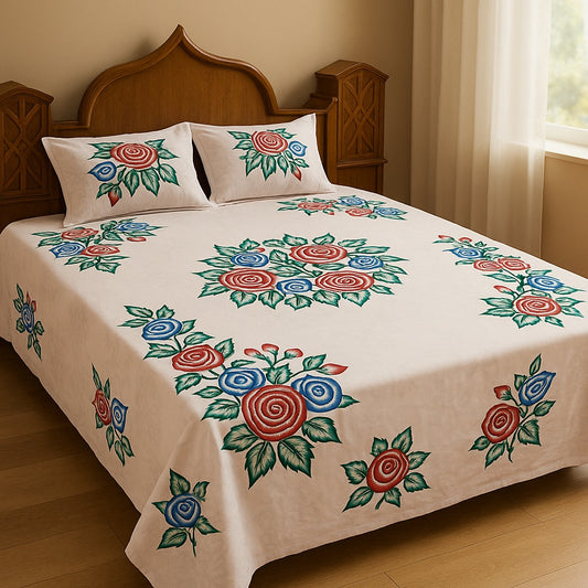 HAND PRINT BEDSHEET &  KUSHAN COVER AIRFORCE