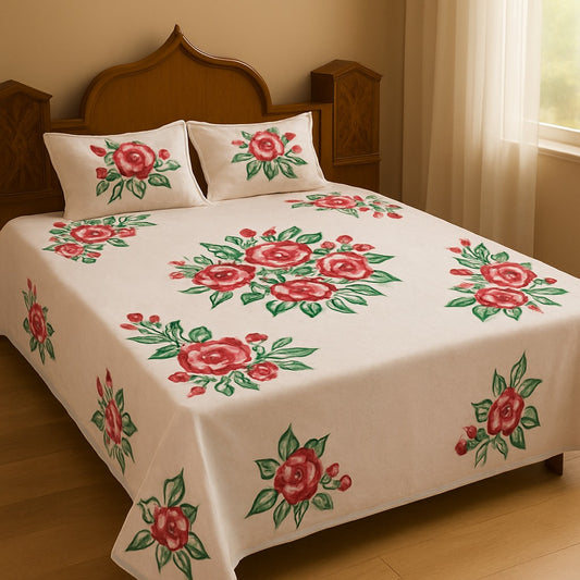 HAND PRINT BEDSHEET &  KUSHAN COVER CARROT