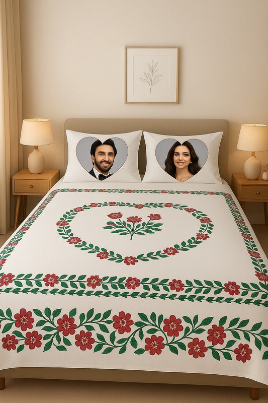 HAND PRINT BEDSHEET & KUSHAN COVER