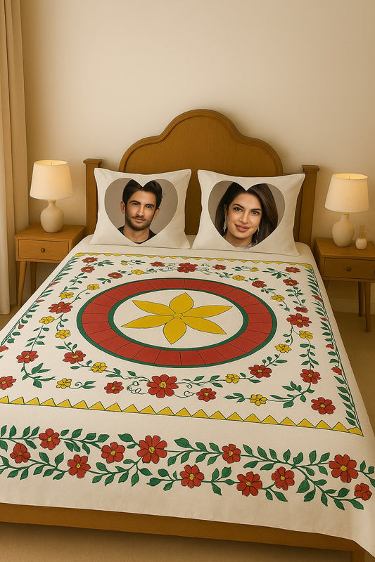 HAND PRINT BEDSHEET & KUSHAN COVER
